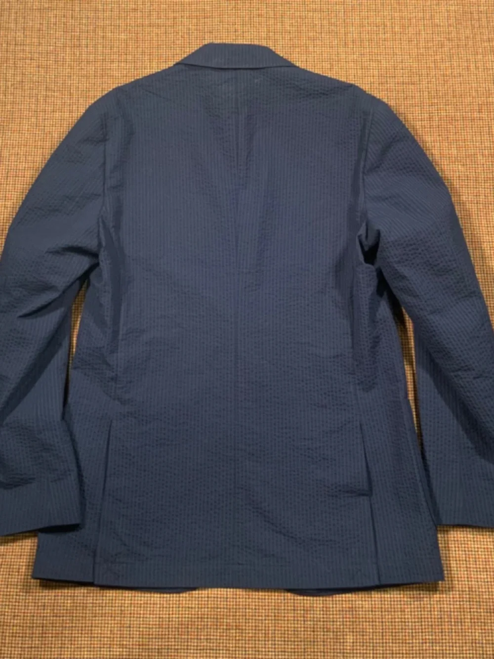 NEW $398 J.Crew Thompson Navy Seersucker Blazer Sz 38R Unlined Sport Coat Ludlow